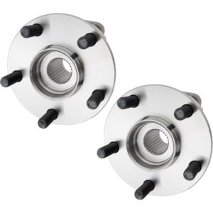 Front, Driver and Passenger Side Wheel Hub, 5 Lugs, With Bearing