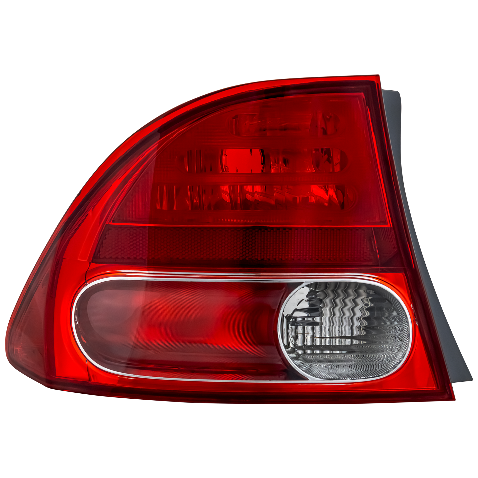 Driver Side, Outer Tail Light, without Bulb, Halogen, Clear and Red Lens, Sedan - Image 4
