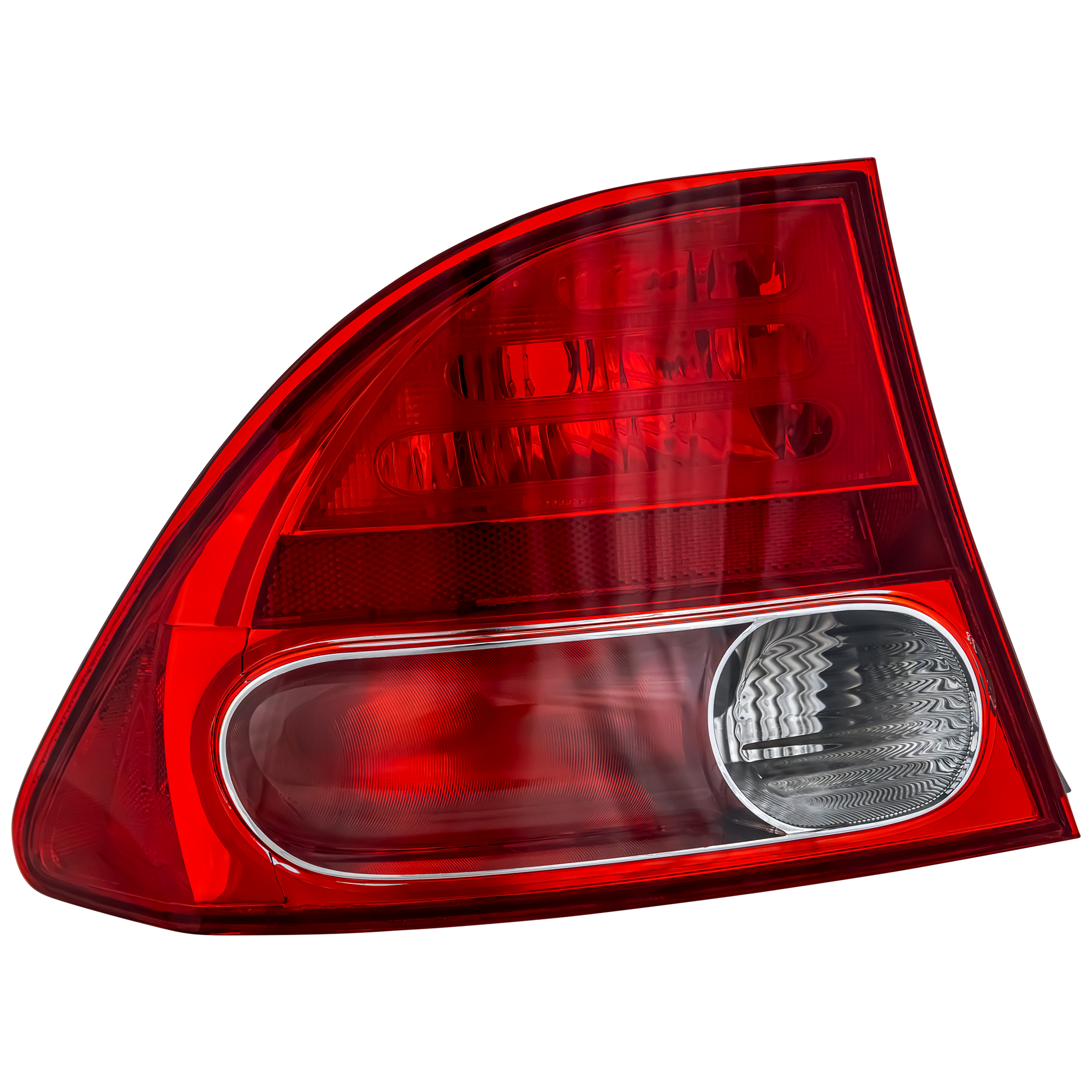 Driver Side, Outer Tail Light, without Bulb, Halogen, Clear and Red Lens, Sedan - Image 5