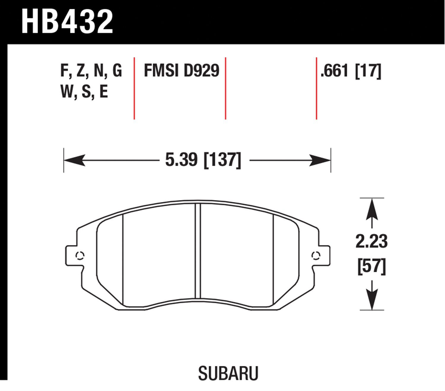 HB432Z.661 Front Performance Ceramic Luxury & Touring Series Ceramic Brake Pad Set