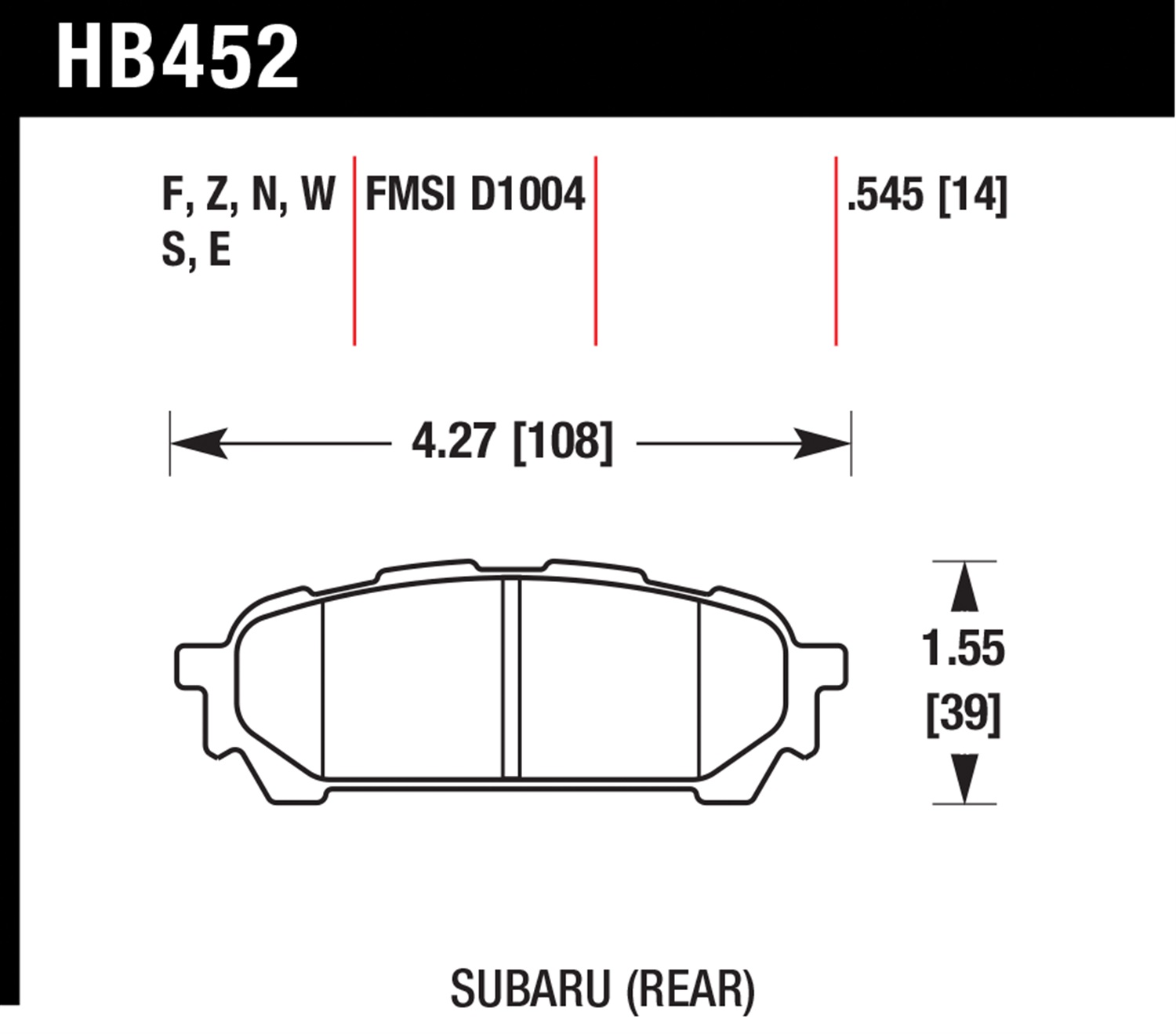 HB452B.545 Rear HPS 5.0 Series Carbon Fiber Brake Pad Set