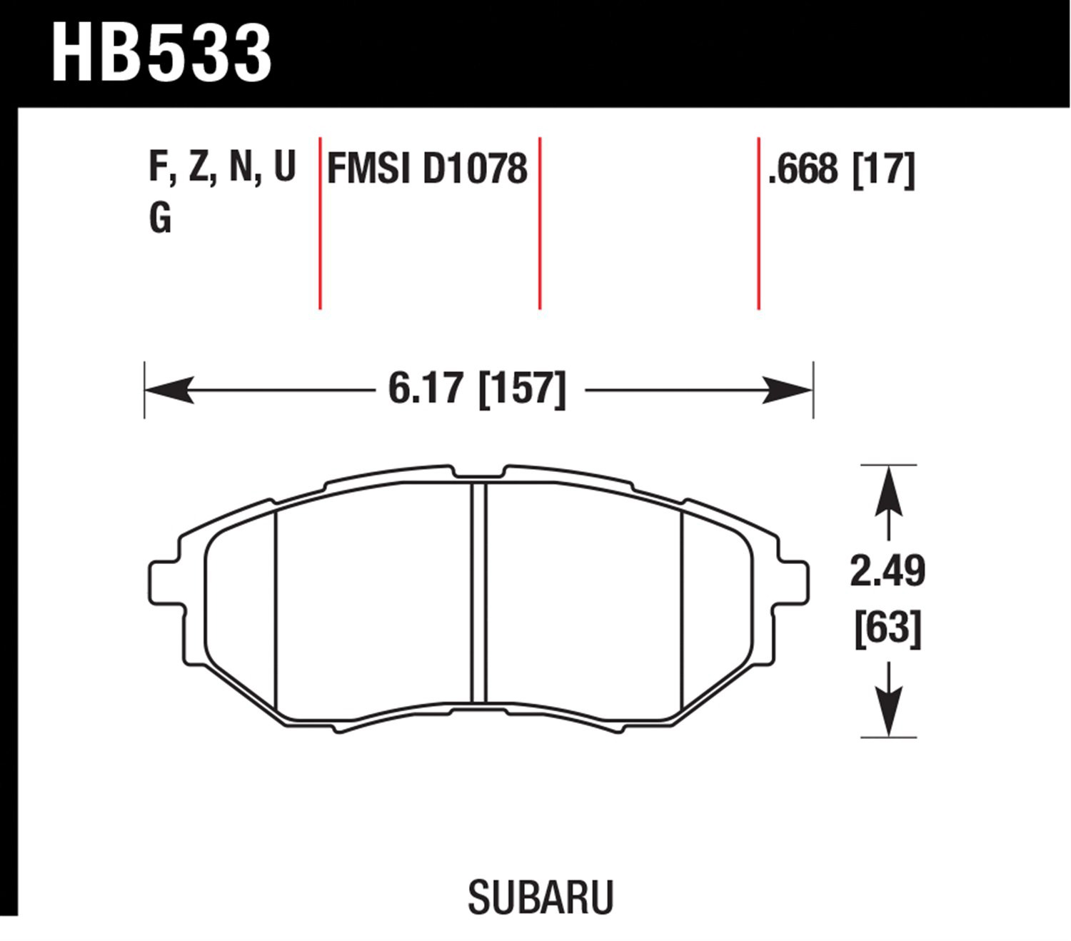 HB533N.668 Front Performance HP Plus Autocross & Track Series Carbon Fiber Brake Pad Set - Image 2