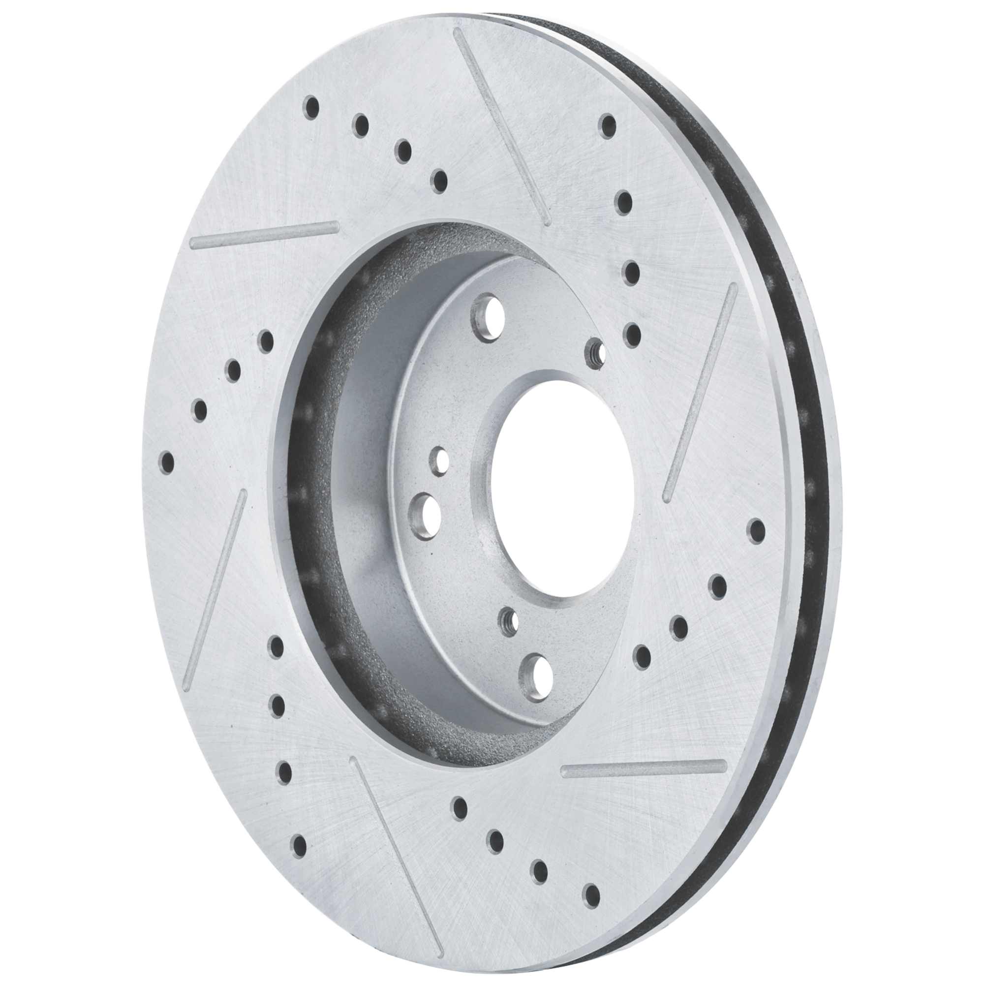 Front, Driver or Passenger Side Brake Disc, Cross-drilled and Slotted, Vented, 5 Lugs, 11.1 in., Coupe/Sedan - Image 4