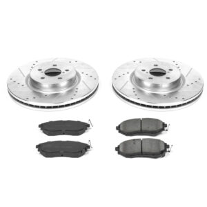 K285 Front Brake Disc and Pad Kit, Silver zinc-plated, Cross-drilled and Slotted, 5 Lugs, 316.5 mm, Carbon Fiber Ceramic, Z23 Evolution Sport Series