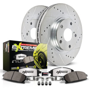 K6111-26 Front Brake Disc and Pad Kit, Silver zinc-plated, Cross-drilled and Slotted, 5 Lugs, 277 mm, Carbon Fiber Ceramic, Z26 Street Warrior Carbon-Fiber Ceramic Series