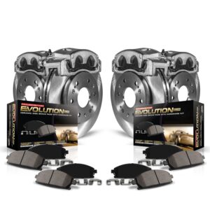 KCOE1127 2-Wheel Set Front and Rear Brake Kit With Calipers, Plain Surface 5 Lugs 266 mm Natural Caliper, Ceramic, Z17 OE Replacement, Includes (2) Brake Disc and Pad Kit and...