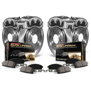 KCOE2751 2-Wheel Set Front and Rear Brake Kit With Calipers, Plain Surface 5 Lugs 290 mm Natural Caliper, Ceramic, Z17 OE Replacement, Includes (2) Brake Disc and Pad Kit and...