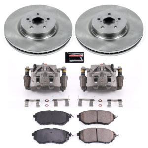 KCOE285 2-Wheel Set Front Brake Kit With Calipers, Plain Surface 5 Lugs 316.5 mm Natural Caliper, Ceramic, Z17 OE Replacement, Includes (1) Brake Disc and Pad Kit and (2) Brake...