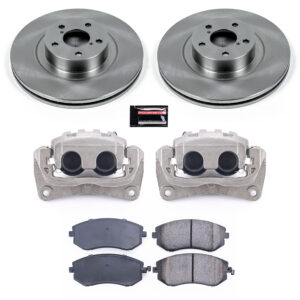 KCOE3038A 2-Wheel Set Front Brake Kit With Calipers, Plain Surface 5 Lugs 292 mm Natural Caliper, Ceramic, OE Replacement, Includes (1) Brake Disc and Pad Kit and (2) Brake Caliper