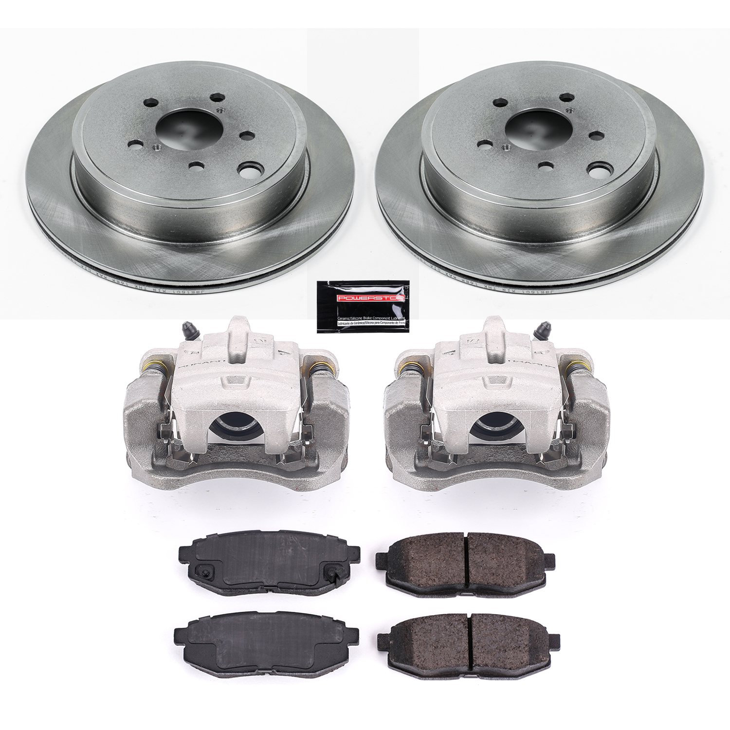 KCOE5883 2-Wheel Set Rear Brake Kit With Calipers, Plain Surface 5 Lugs 289.8 mm Natural Caliper, Ceramic, Z17 OE Replacement, Includes (1) Brake Disc and Pad Kit and (2) Brake...