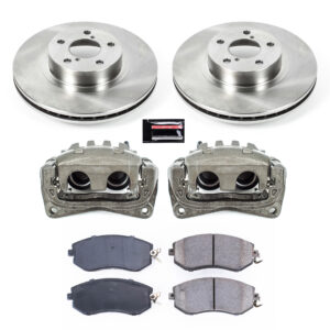 KCOE6111 2-Wheel Set Front Brake Kit With Calipers, Plain Surface 5 Lugs 277 mm Natural Caliper, Ceramic, Z17 OE Replacement, Includes (1) Brake Disc and Pad Kit and (2) Brake...
