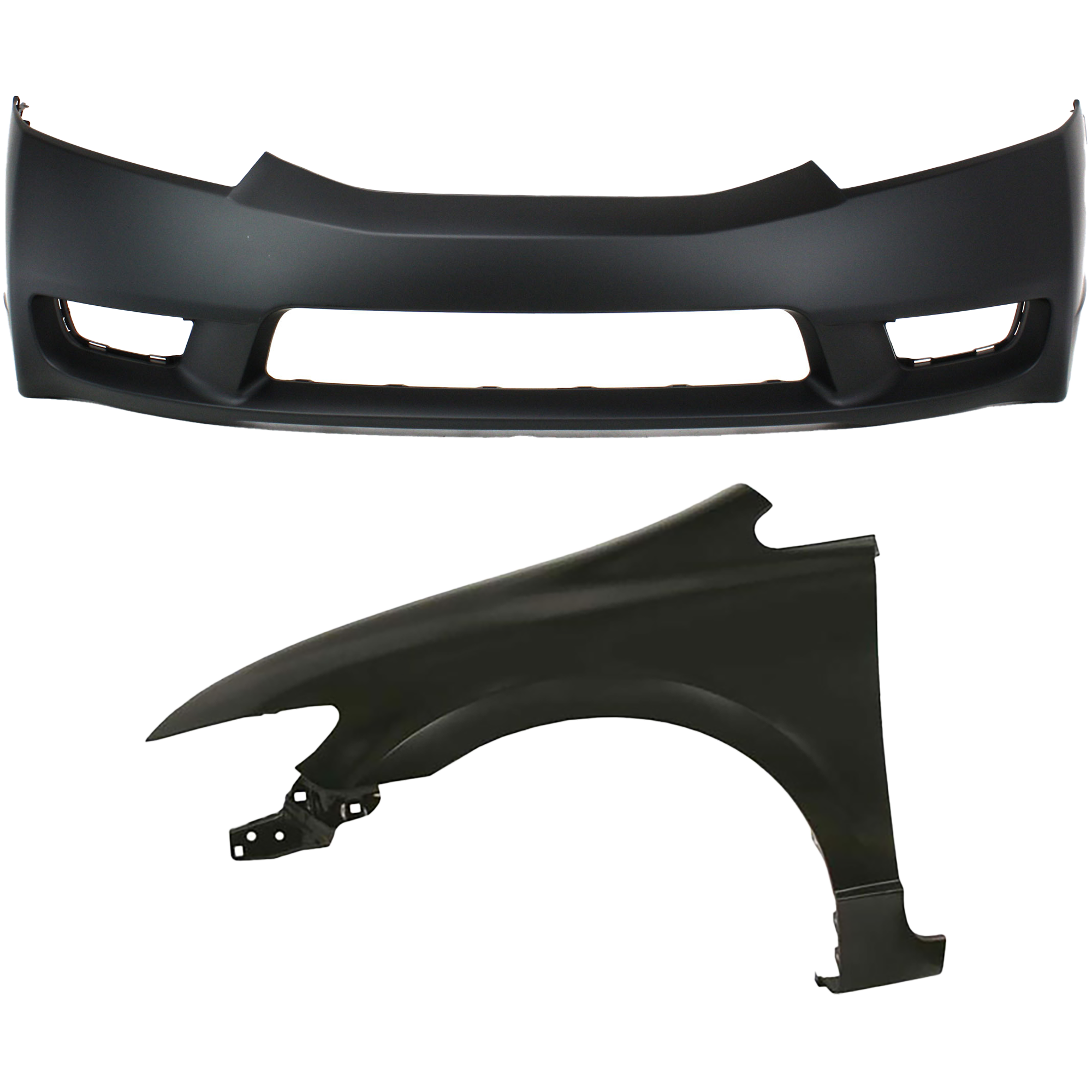 2-Piece Kit, Front Primed Bumper Cover, Sedan, Includes (1) Bumper Cover and (1) Fender - Image 2