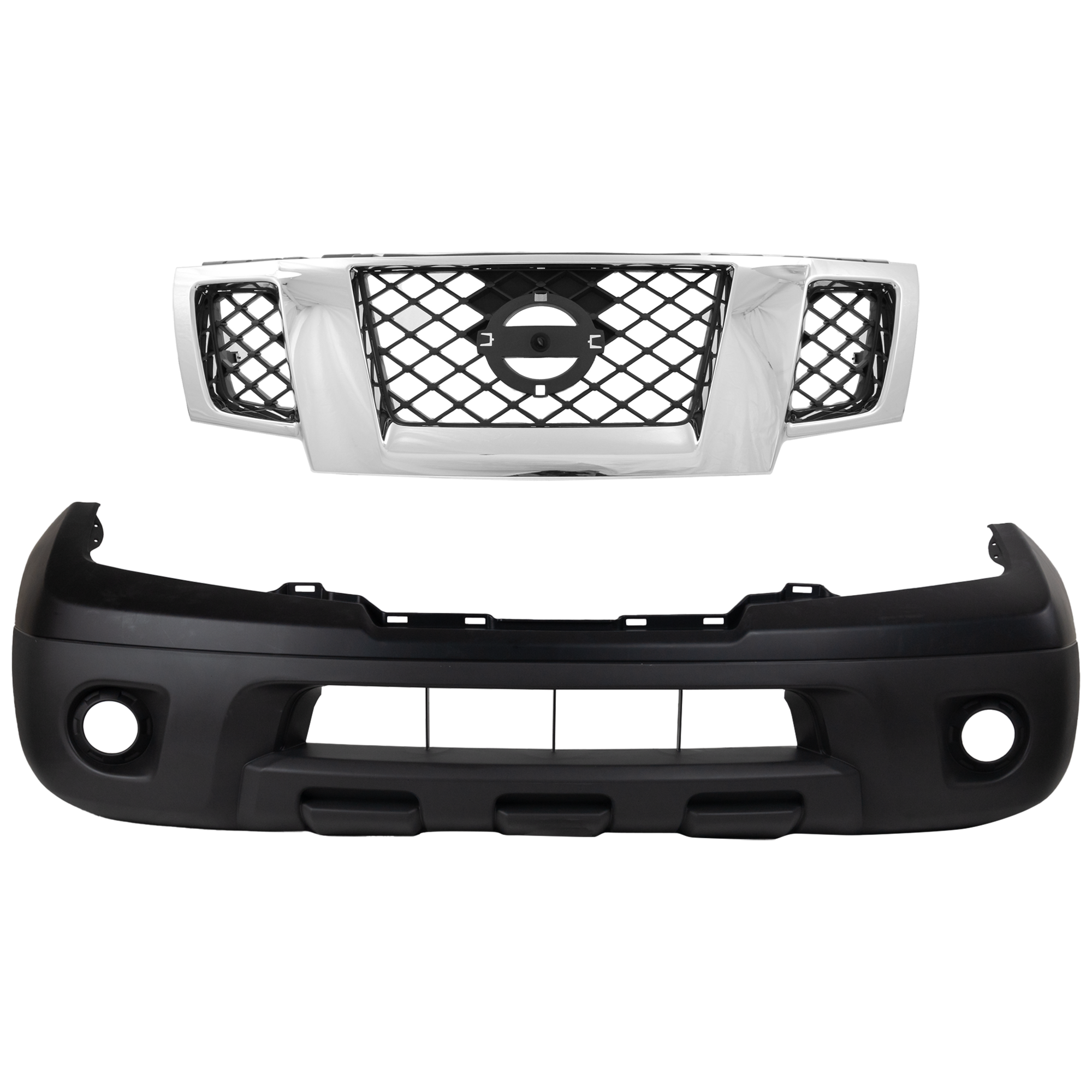 2-Piece Kit Front Upper - Primed, Lower - Textured Bumper Cover, Includes (1) Bumper Cover and (1) Grille Assembly - Image 2