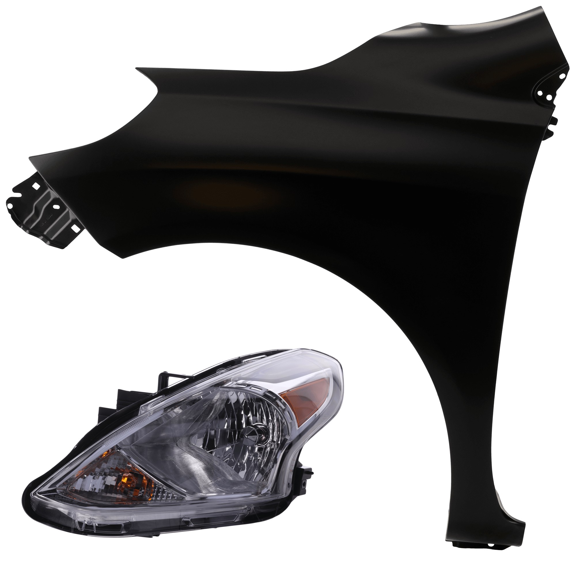 2-Piece Kit Driver Side Halogen Headlight, With bulb(s), includes Fender, CAPA Certified