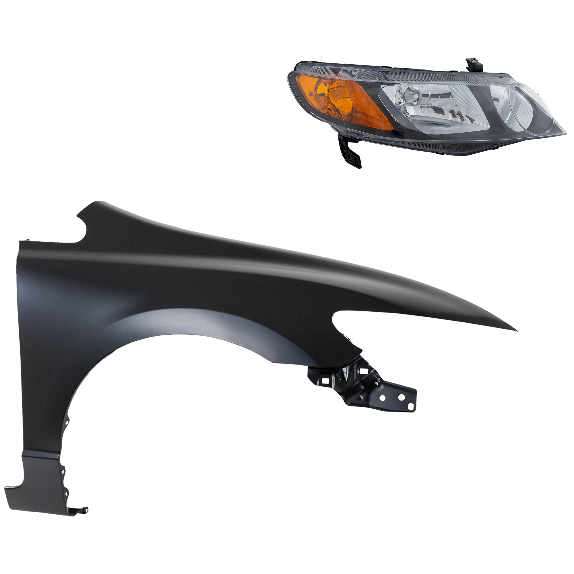 2-Piece Kit Passenger Side Halogen Headlight, Without bulb(s), OE Replacement, Includes (1) Fender and (1) Headlight - Image 2