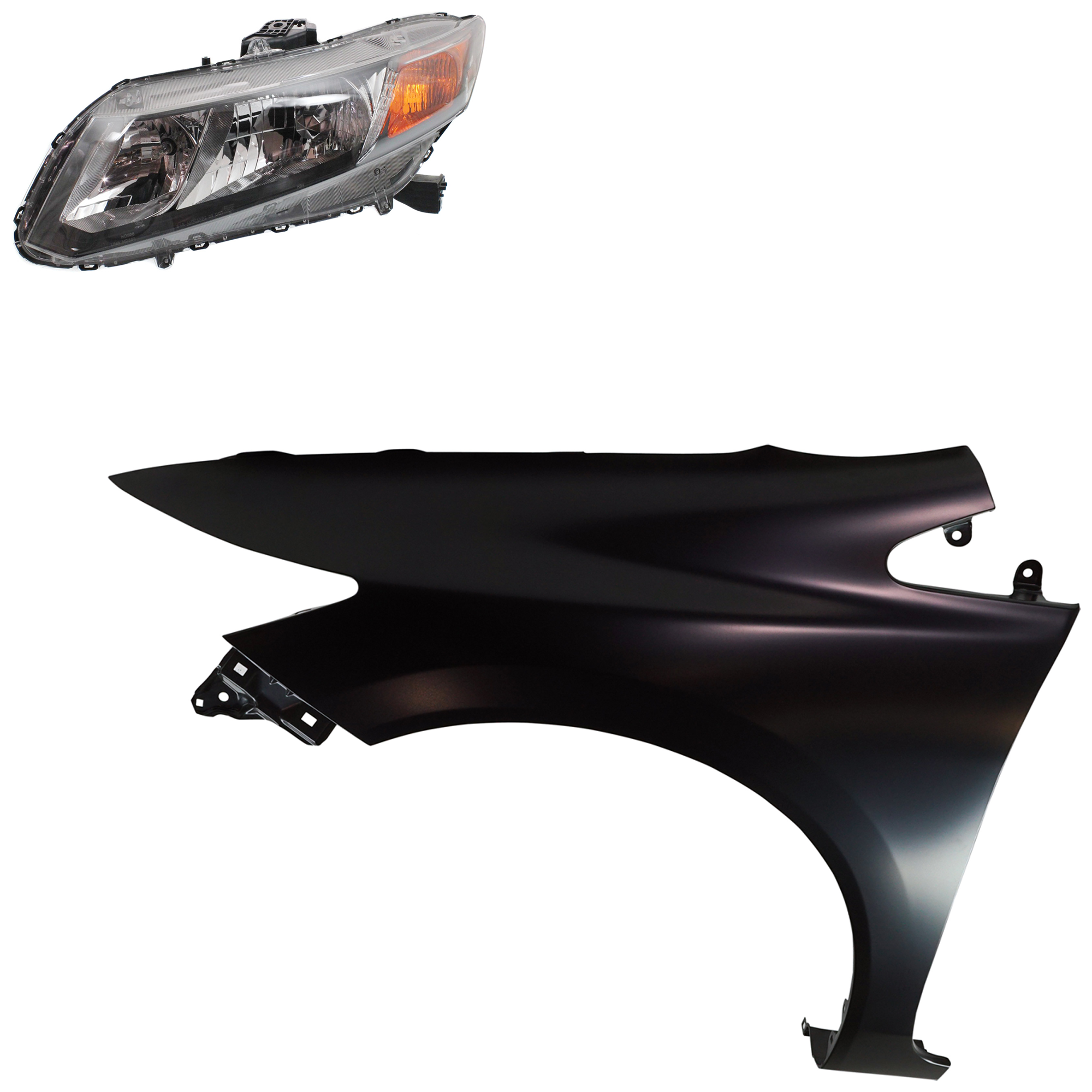 2-Piece Kit Driver Side Halogen Headlight, With bulb(s), OE Replacement, Includes (1) Fender and (1) Headlight - Image 2