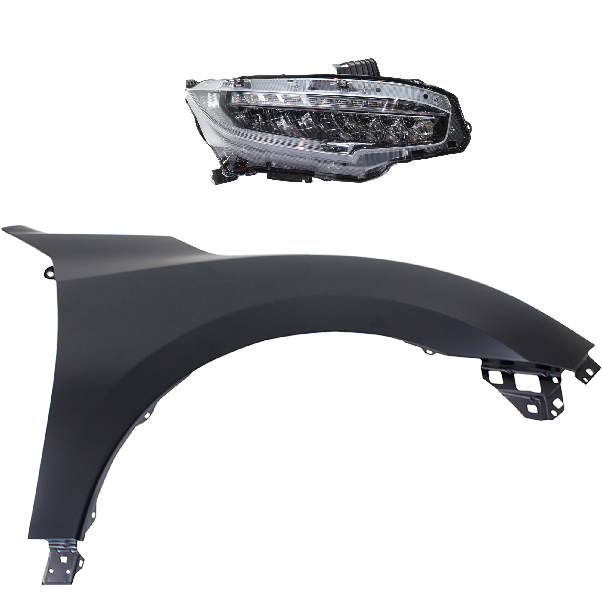 2-Piece Kit Passenger Side LED Headlight, With bulb(s), OE Replacement, Includes (1) Fender and (1) Headlight - Image 2