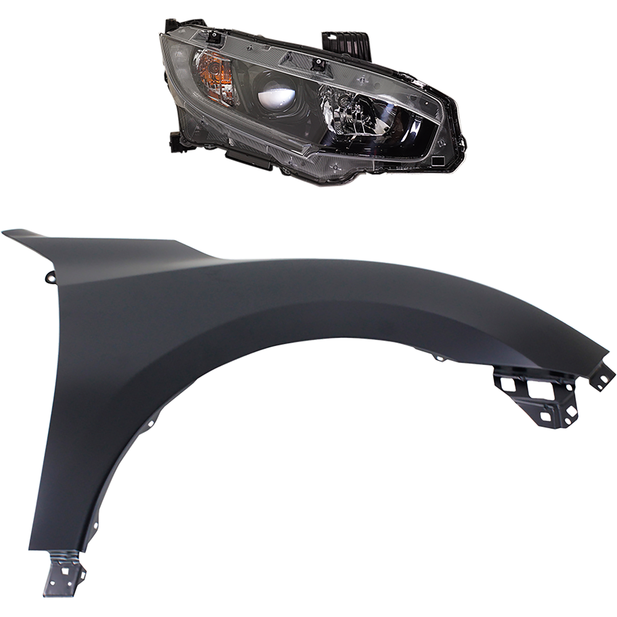 2-Piece Kit Passenger Side Halogen Headlight, With bulb(s), OE Replacement, Includes (1) Fender and (1) Headlight - Image 2