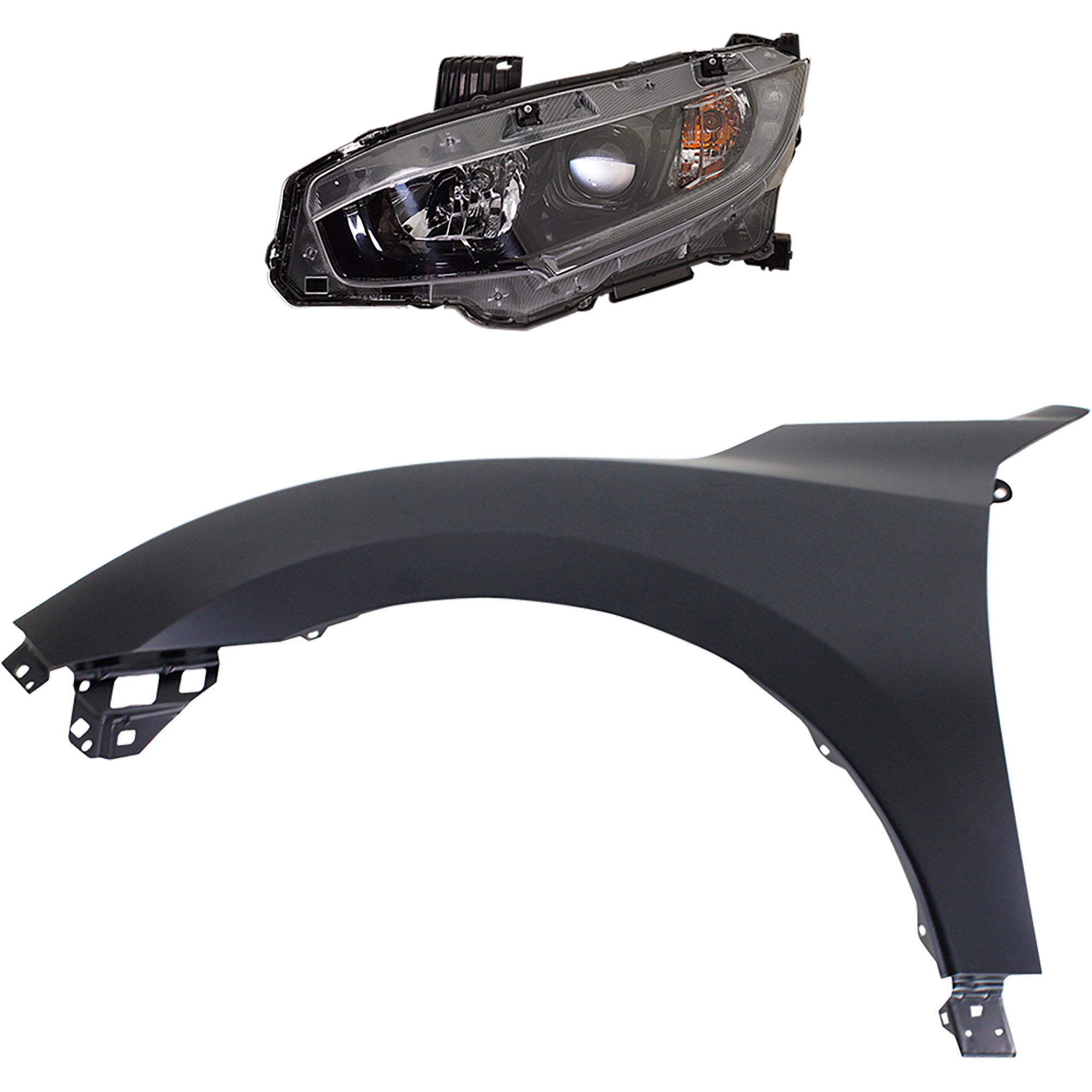 2-Piece Kit, Driver Side Halogen Headlight, With bulb(s), OE Replacement, Includes (1) Fender and (1) Headlight - Image 2