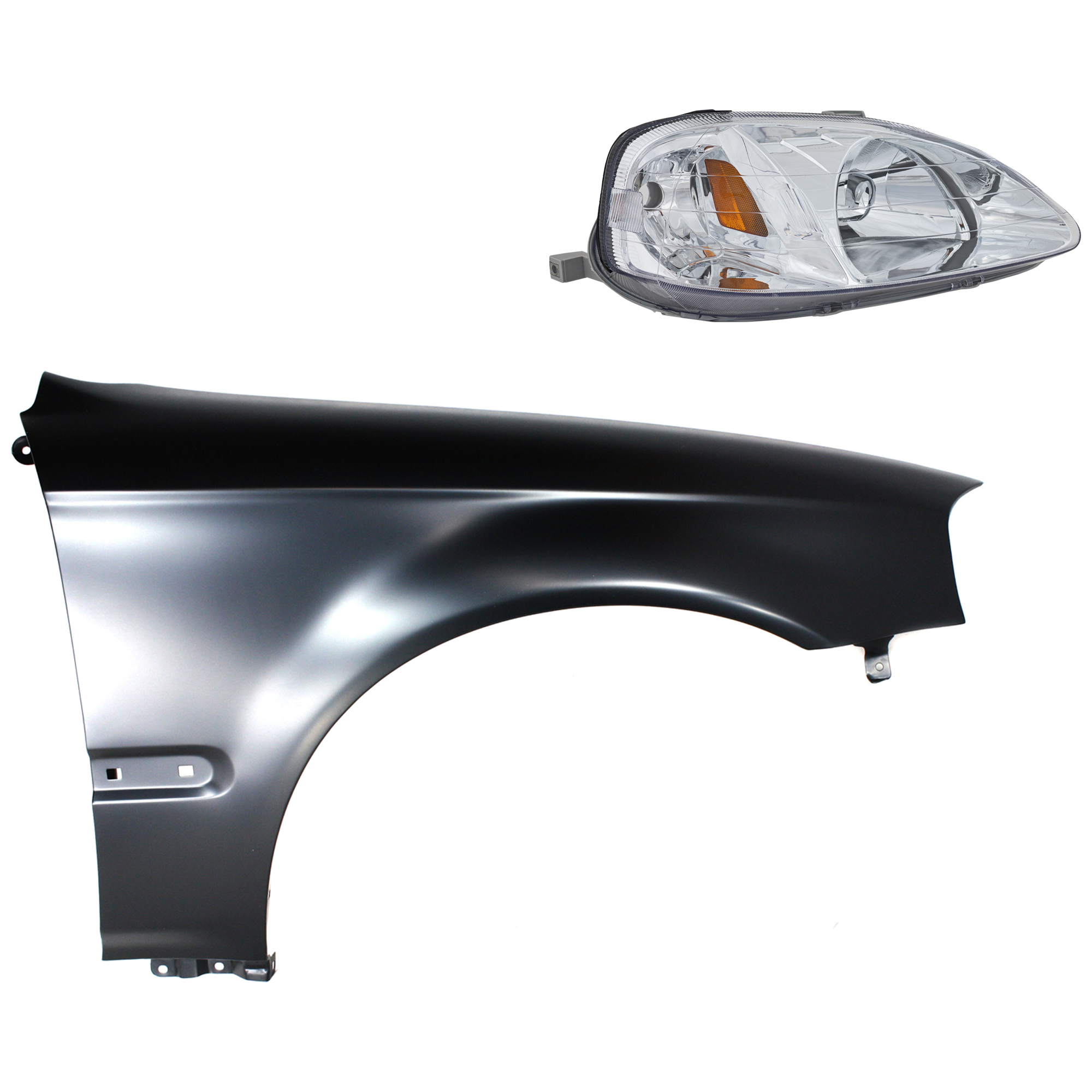 2-Piece Kit Passenger Side Halogen Headlight, Without bulb(s), OE Replacement, Includes (1) Fender and (1) Headlight - Image 2