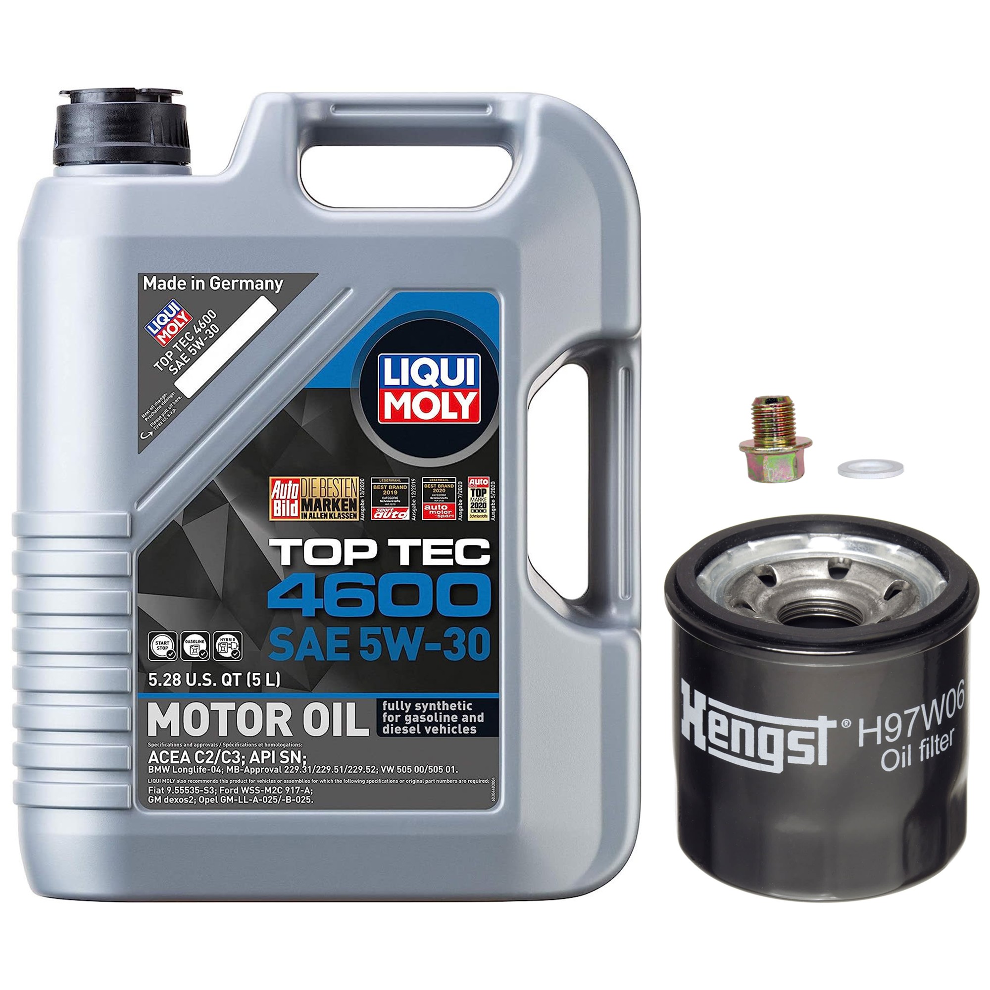 KIT-041026-240 3-Piece Kit Oil Filter, Spin-on, with Motor Oil and Oil Drain Plug