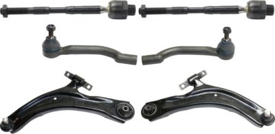 6-Piece Kit Front, Driver and Passenger Side, Lower Control Arm Kit, Includes (2) Control Arm and (4) Tie Rod End