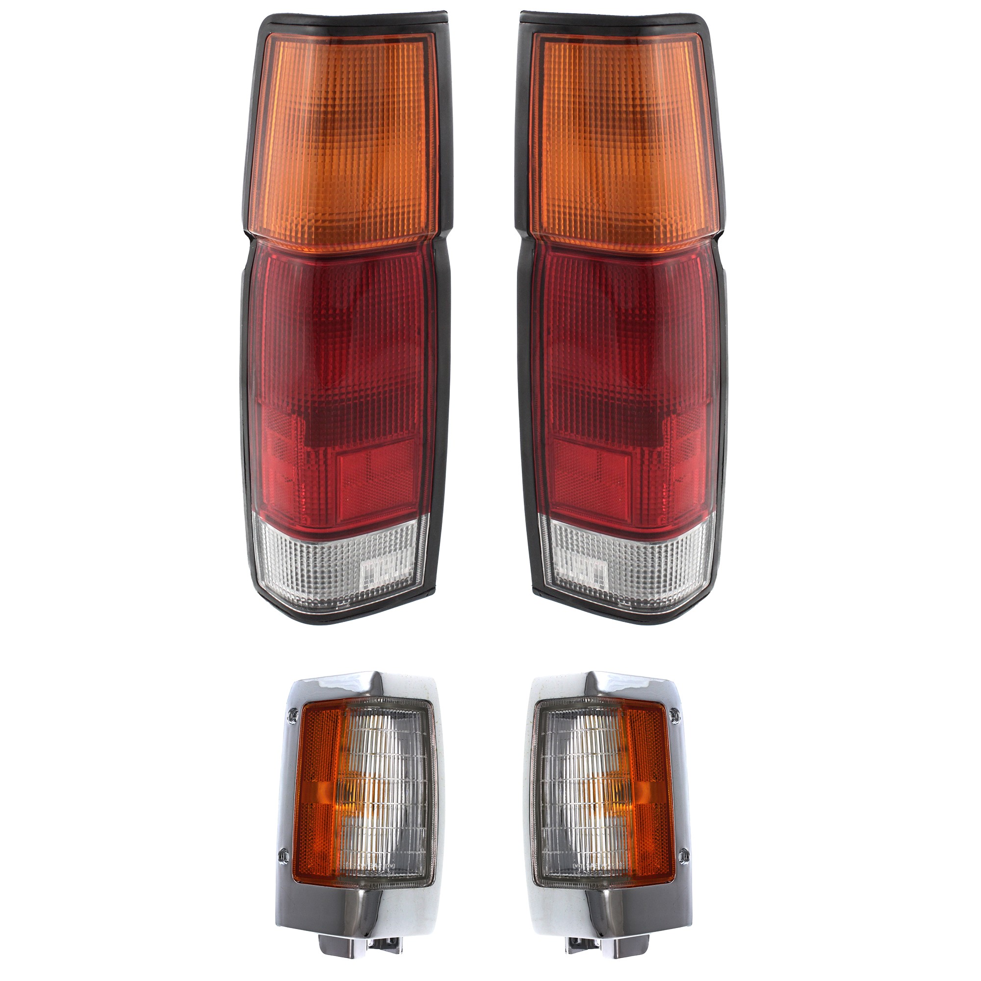 4-Piece Kit Driver and Passenger Side Halogen Tail Light, With bulb(s), Includes (2) Corner Light and (2) Tail Light