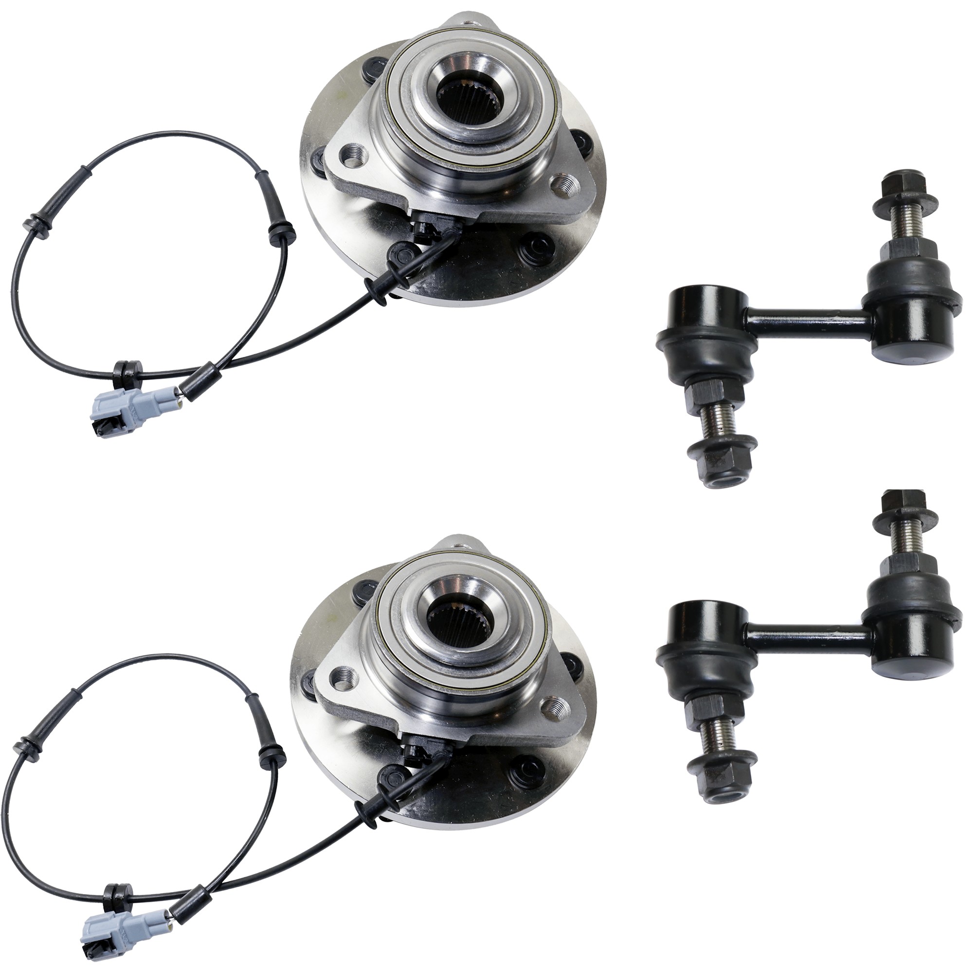 4-Piece Kit Front Suspension Kit, Includes (2) Sway Bar Link and (2) Wheel Hub