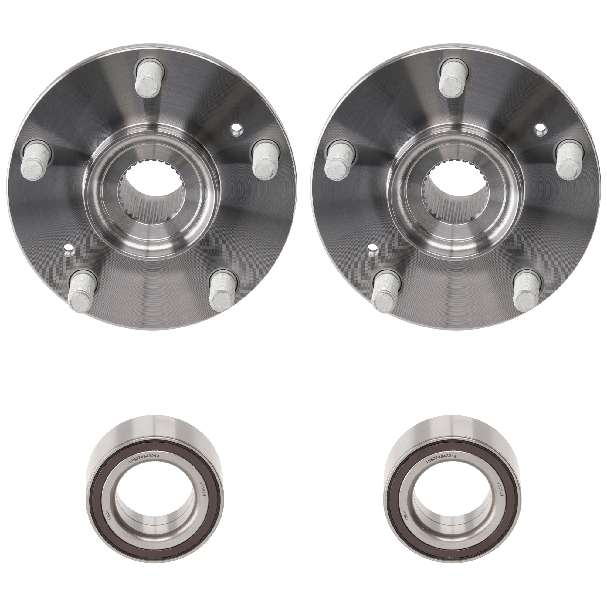 4-Piece Kit Front, Driver and Passenger Side Wheel Bearing, 4-Piece Kit, Includes (2) Wheel Hub and (2) Wheel Bearing - Image 2