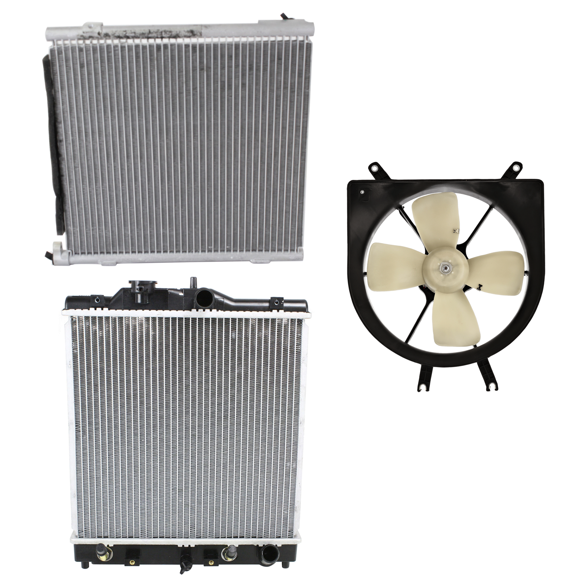 3-Piece Kit A/C Condenser, 1.6L, 4Cyl, Includes (1) A/C Condenser, (1) Cooling Fan Assembly and (1) Radiator - Image 2