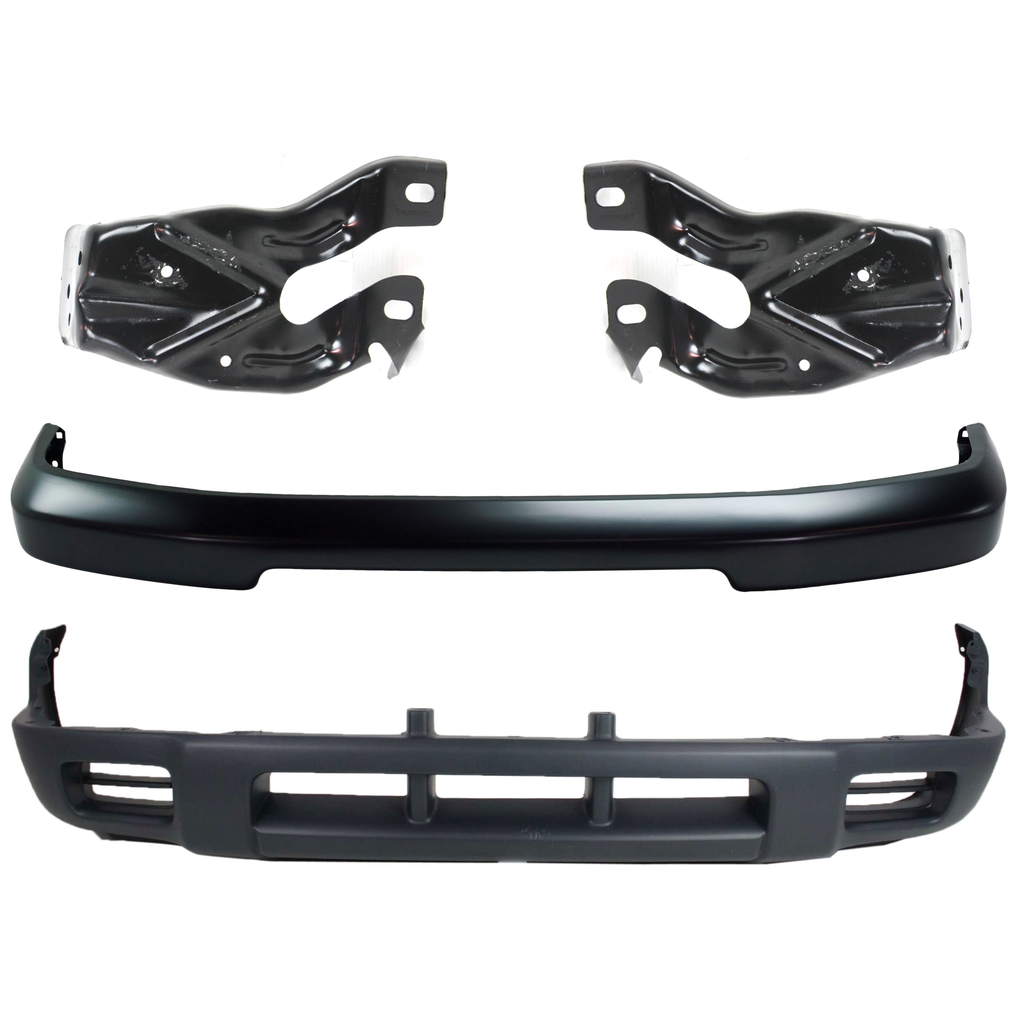 4-Piece Kit, Front, Center Bumper, Painted Black, Includes (1) Bumper, (2) Bumper Bracket, and (1) Valance - Image 2