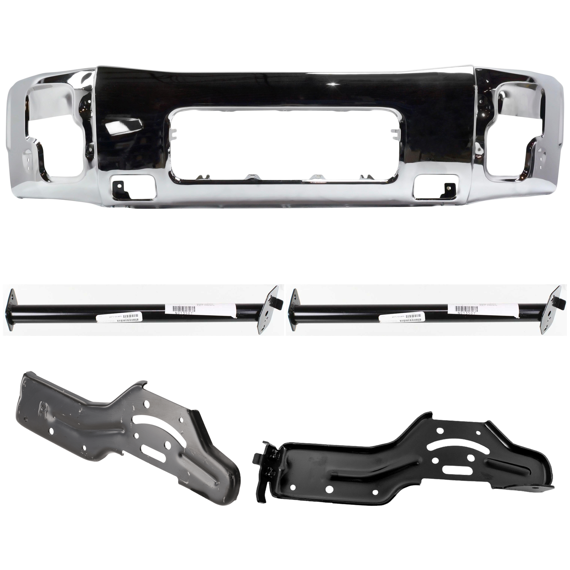 5-Piece Kit, Front Bumper, Chrome, Includes (1) Bumper and (4) Bumper Bracket - Image 2