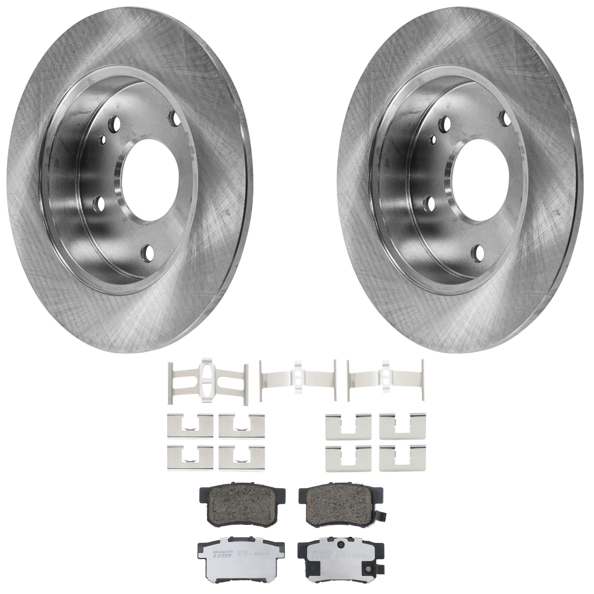 KIT-072924-3099 2-Wheel Set Rear Brake Disc and Pad Kit, Plain Surface 5 Lugs 259.59 mm Ceramic, Includes (1) Brake Pad Set and (2) Brake Disc