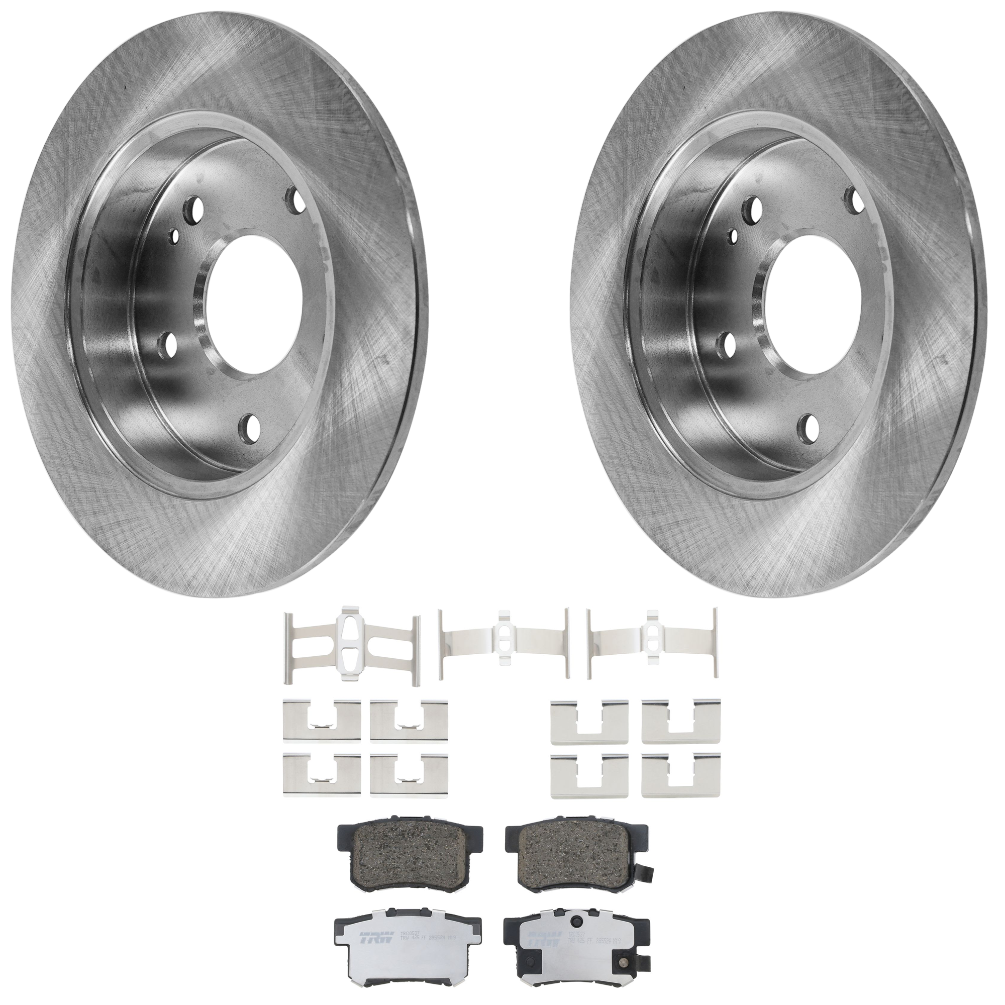 KIT-072924-3099 2-Wheel Set Rear Brake Disc and Pad Kit, Plain Surface 5 Lugs 259.59 mm Ceramic, Includes (1) Brake Pad Set and (2) Brake Disc - Image 2