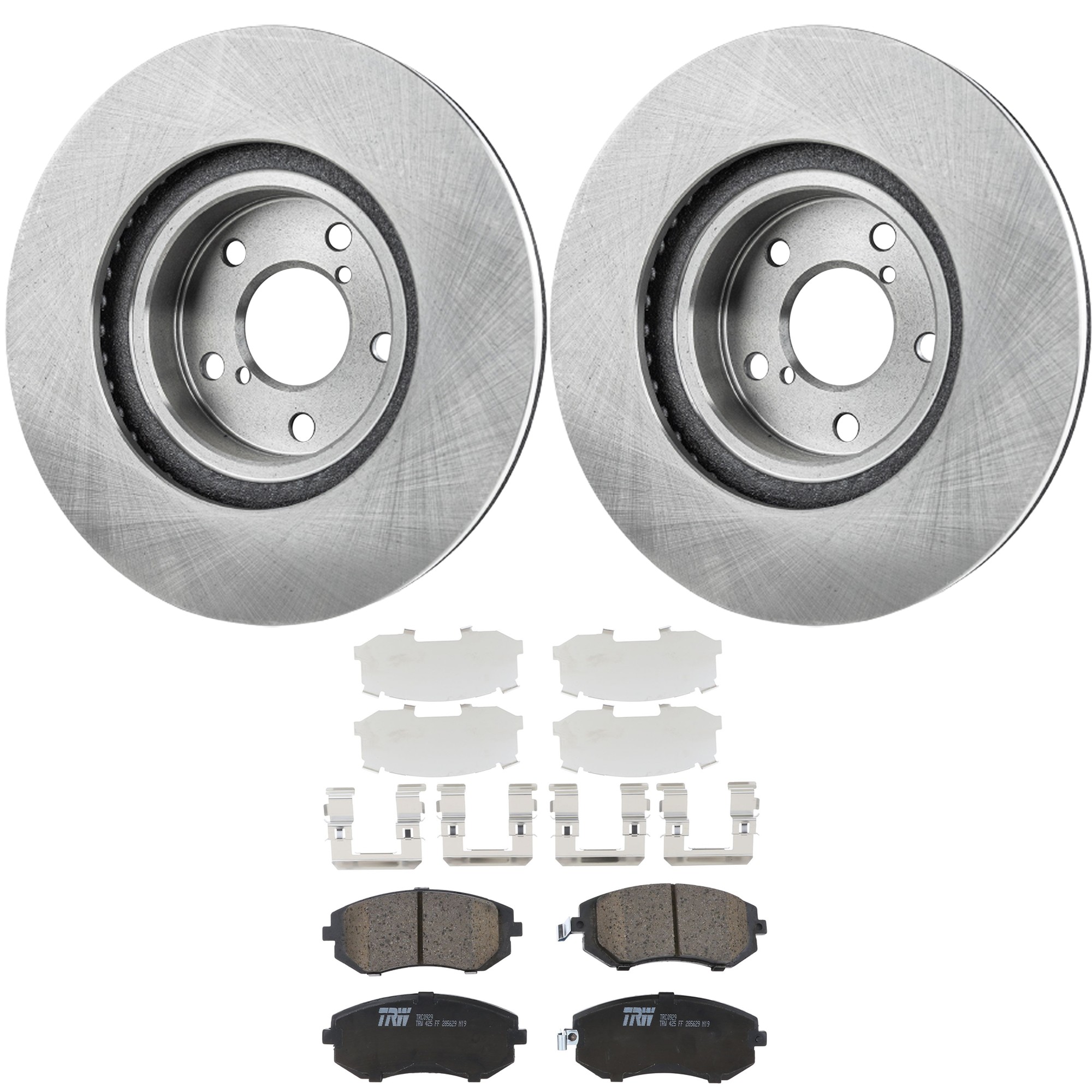KIT-072924-4429 2-Wheel Set Front Brake Disc and Pad Kit, Plain Surface 5 Lugs 276.86 mm Ceramic, Includes (1) Brake Pad Set and (2) Brake Disc