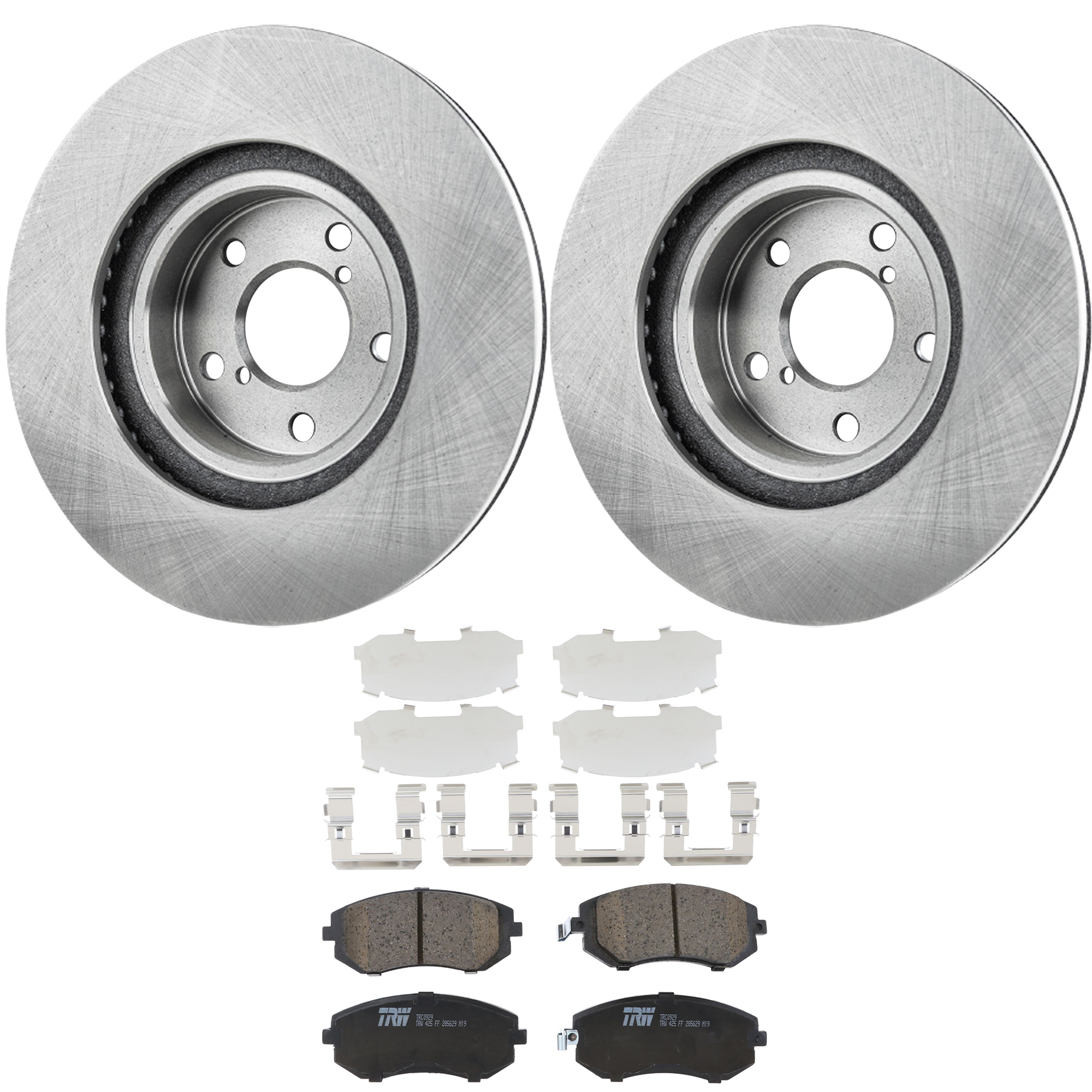 KIT-072924-4429 2-Wheel Set Front Brake Disc and Pad Kit, Plain Surface 5 Lugs 276.86 mm Ceramic, Includes (1) Brake Pad Set and (2) Brake Disc