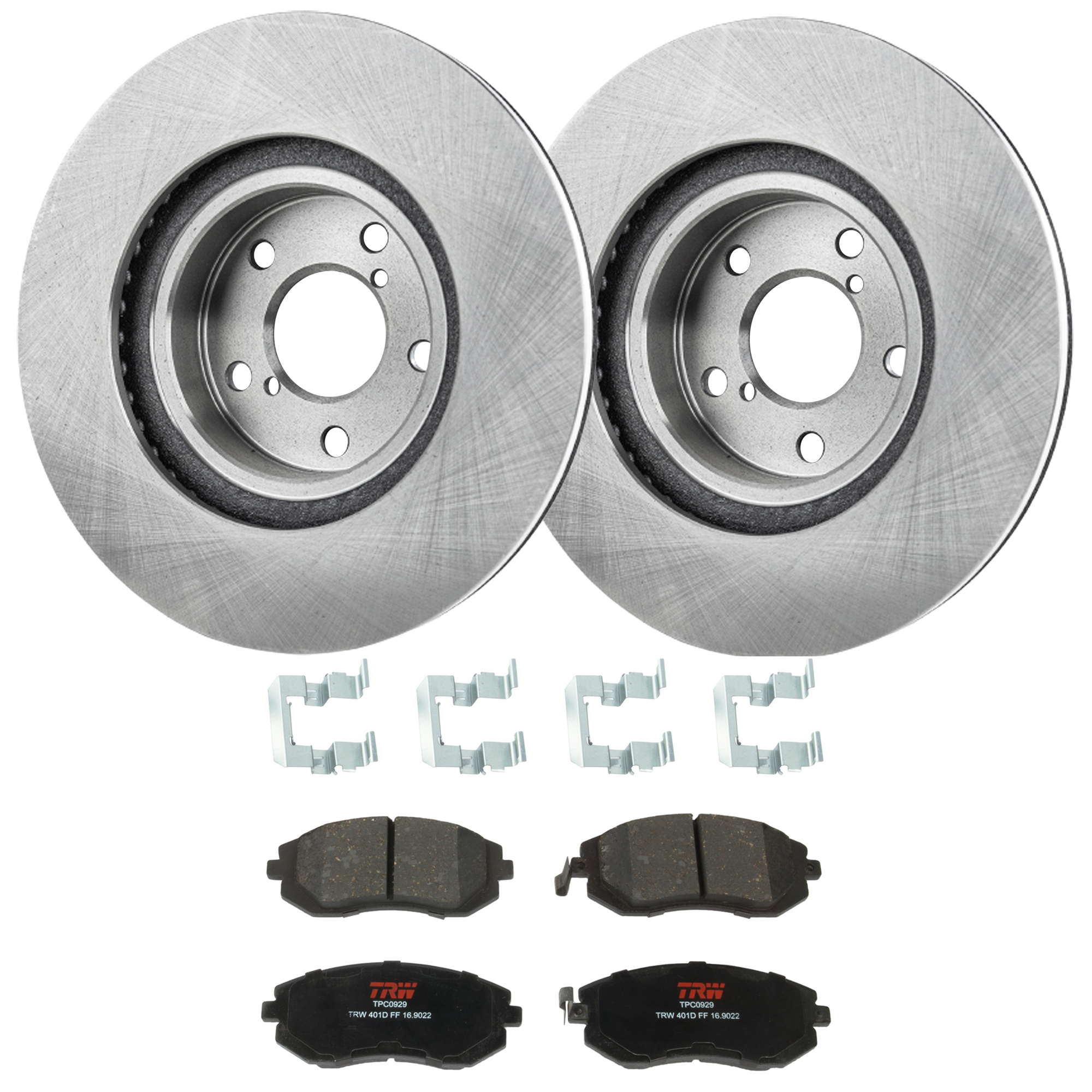 KIT-072924-4430 2-Wheel Set Front Brake Disc and Pad Kit, Plain Surface 5 Lugs 276.86 mm Ceramic, Includes (1) Brake Pad Set and (2) Brake Disc