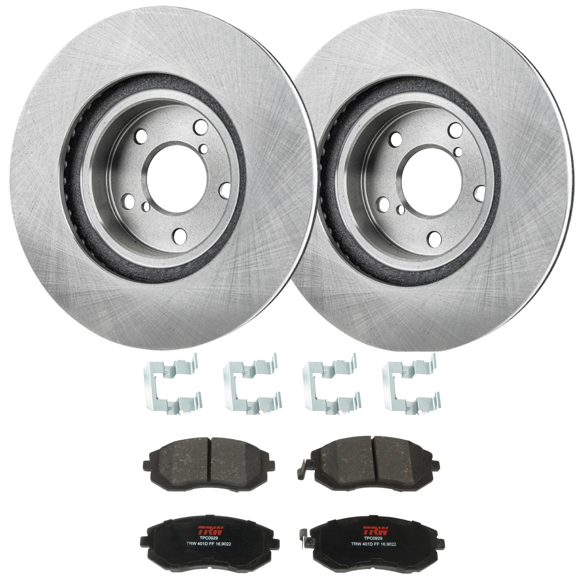 KIT-072924-4430 2-Wheel Set Front Brake Disc and Pad Kit, Plain Surface 5 Lugs 276.86 mm Ceramic, Includes (1) Brake Pad Set and (2) Brake Disc