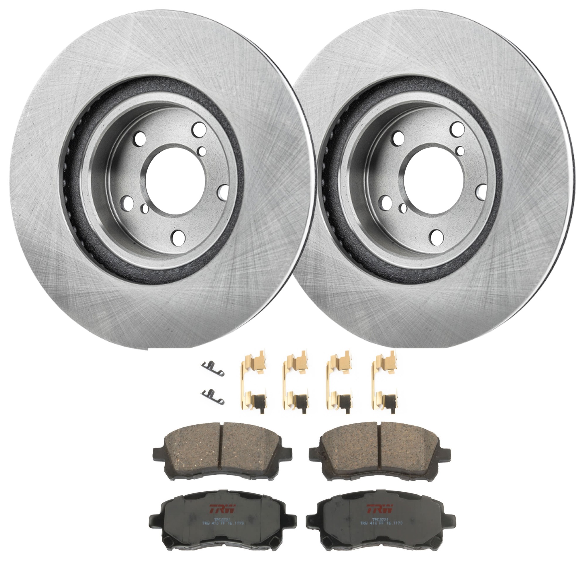 KIT-072924-4489 2-Wheel Set Front Brake Disc and Pad Kit, Plain Surface 5 Lugs 276.86 mm Ceramic, Includes (1) Brake Pad Set and (2) Brake Disc