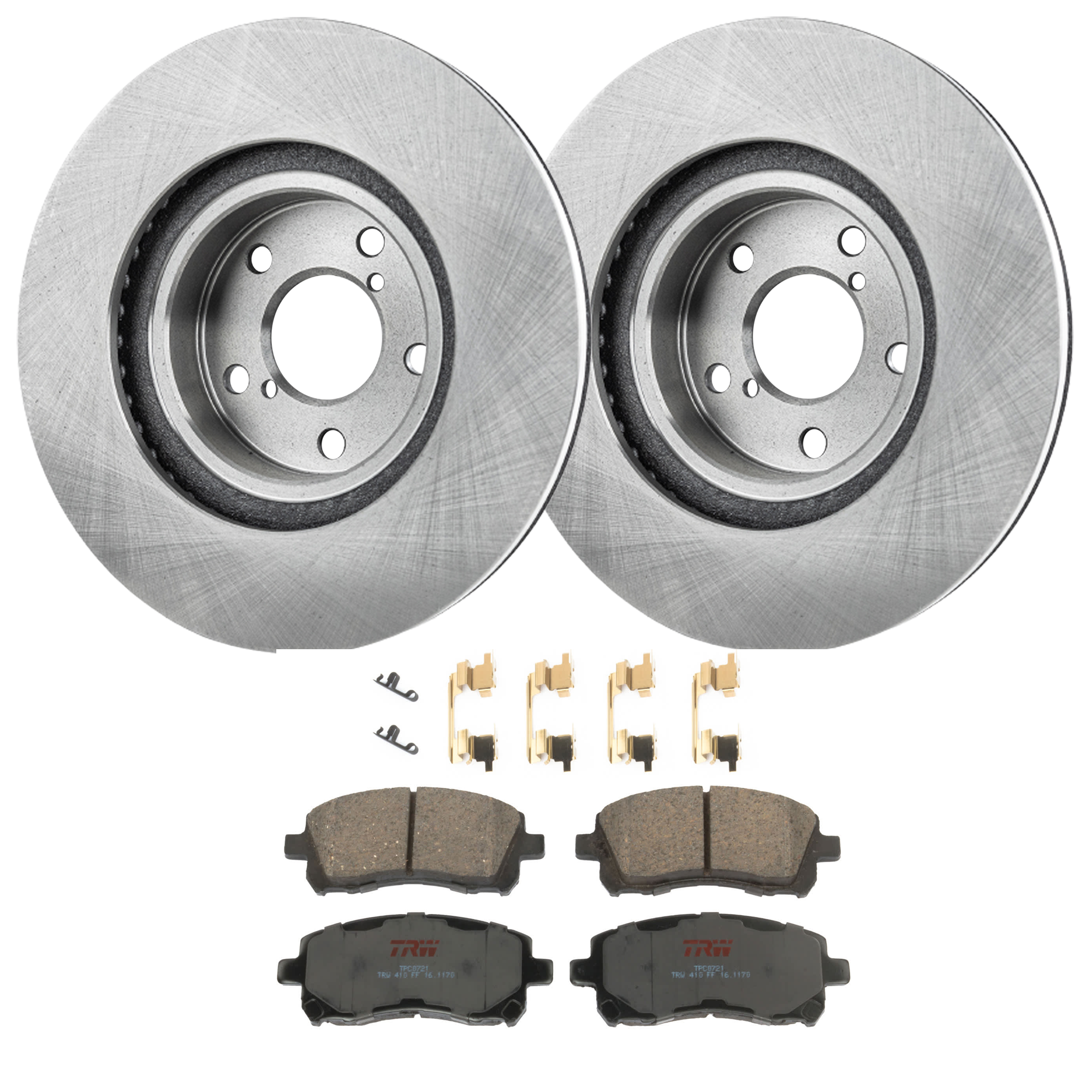 KIT-072924-4489 2-Wheel Set Front Brake Disc and Pad Kit, Plain Surface 5 Lugs 276.86 mm Ceramic, Includes (1) Brake Pad Set and (2) Brake Disc