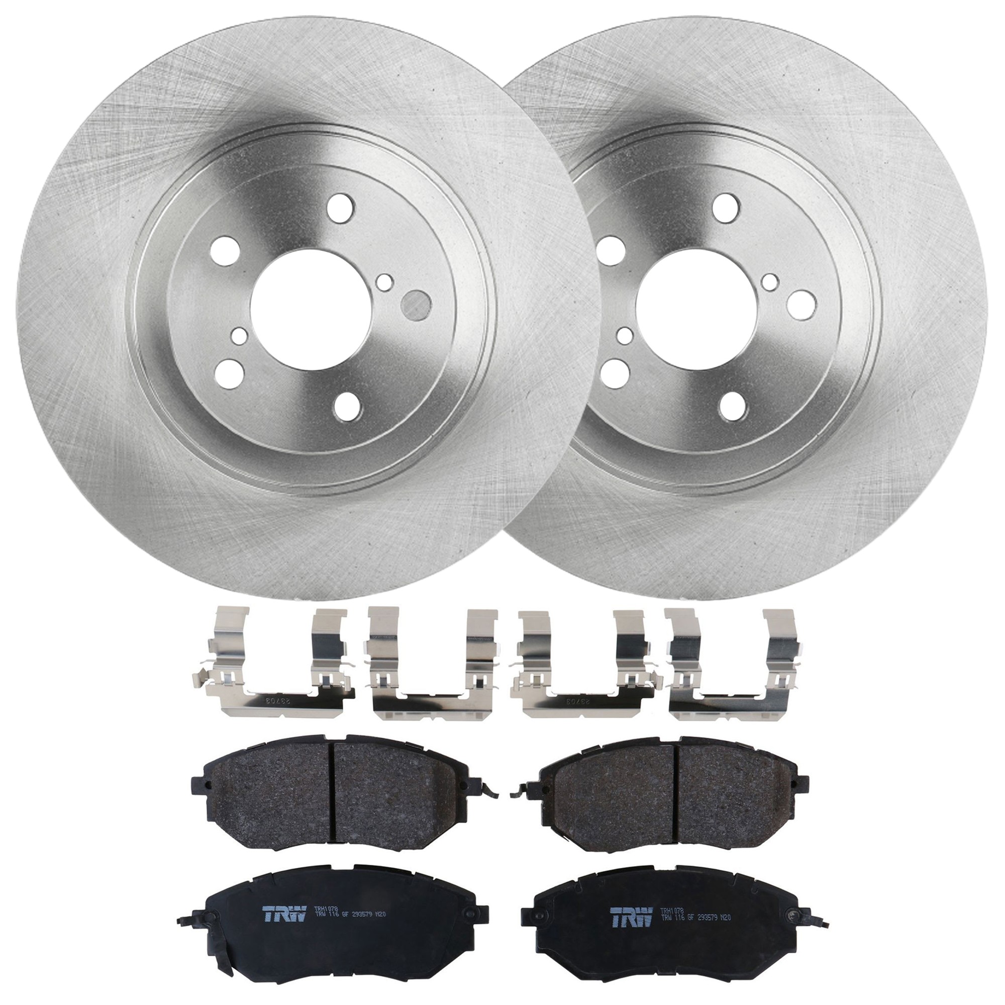 KIT-072924-4492 2-Wheel Set Front Brake Disc and Pad Kit, Plain Surface 5 Lugs 293.4 mm Semi-metallic, Includes (2) Brake Disc and (1) Brake Pad Set