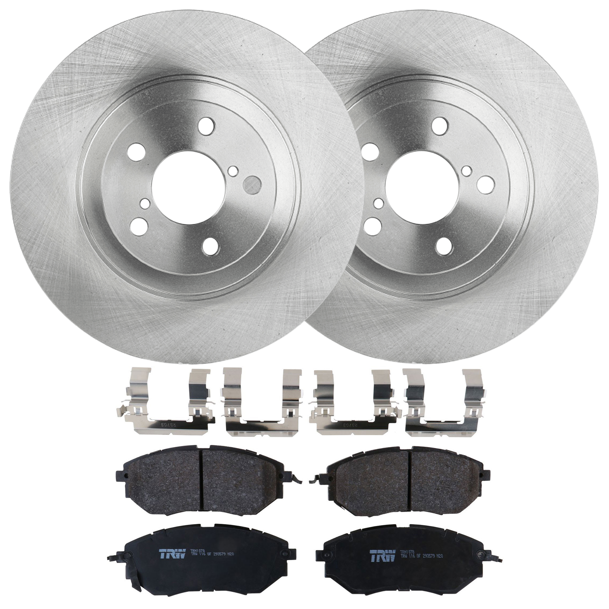 KIT-072924-4492 2-Wheel Set Front Brake Disc and Pad Kit, Plain Surface 5 Lugs 293.4 mm Semi-metallic, Includes (2) Brake Disc and (1) Brake Pad Set