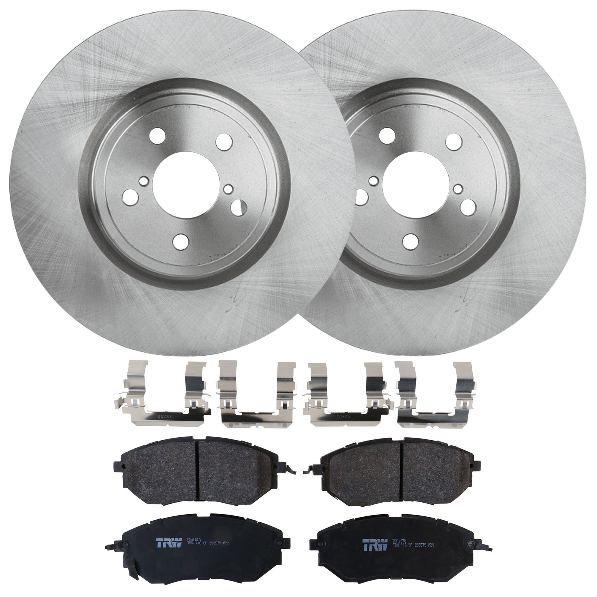 KIT-072924-4498 2-Wheel Set Front Brake Disc and Pad Kit, Plain Surface 5 Lugs 316.48 mm Semi-metallic, Includes (2) Brake Disc and (1) Brake Pad Set