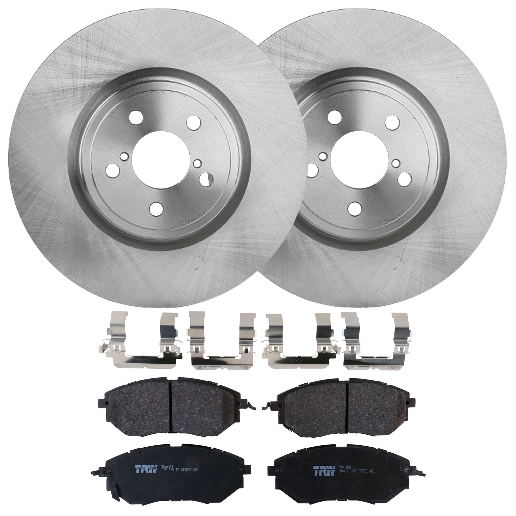KIT-072924-4498 2-Wheel Set Front Brake Disc and Pad Kit, Plain Surface 5 Lugs 316.48 mm Semi-metallic, Includes (2) Brake Disc and (1) Brake Pad Set