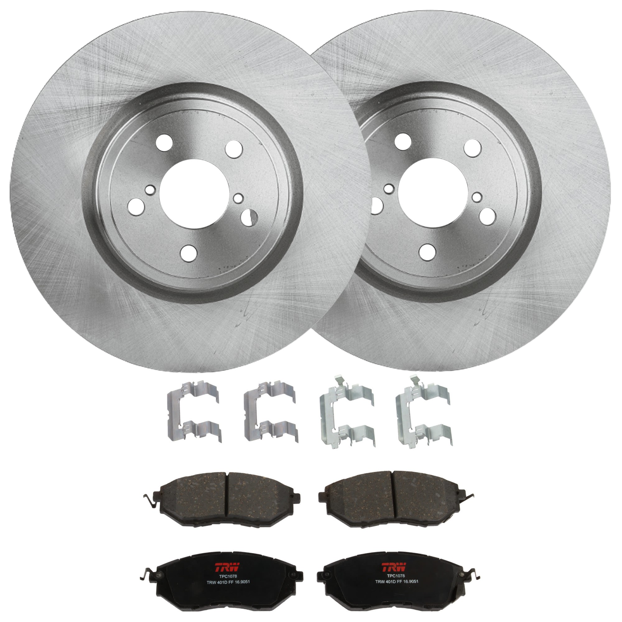 KIT-072924-4499 2-Wheel Set Front Brake Disc and Pad Kit, Plain Surface 5 Lugs 316.48 mm Semi-metallic, Includes (2) Brake Disc and (1) Brake Pad Set