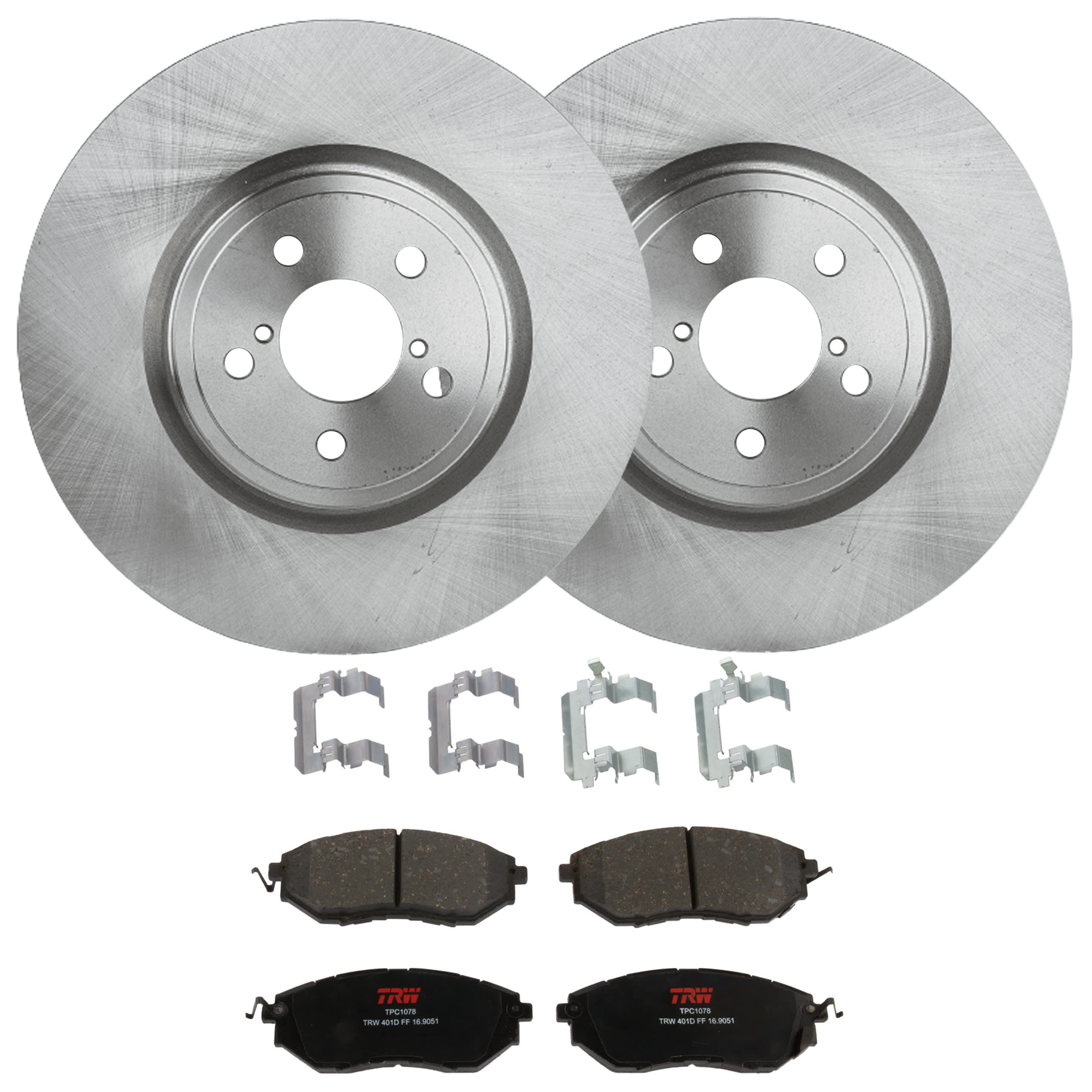 KIT-072924-4499 2-Wheel Set Front Brake Disc and Pad Kit, Plain Surface 5 Lugs 316.48 mm Semi-metallic, Includes (2) Brake Disc and (1) Brake Pad Set