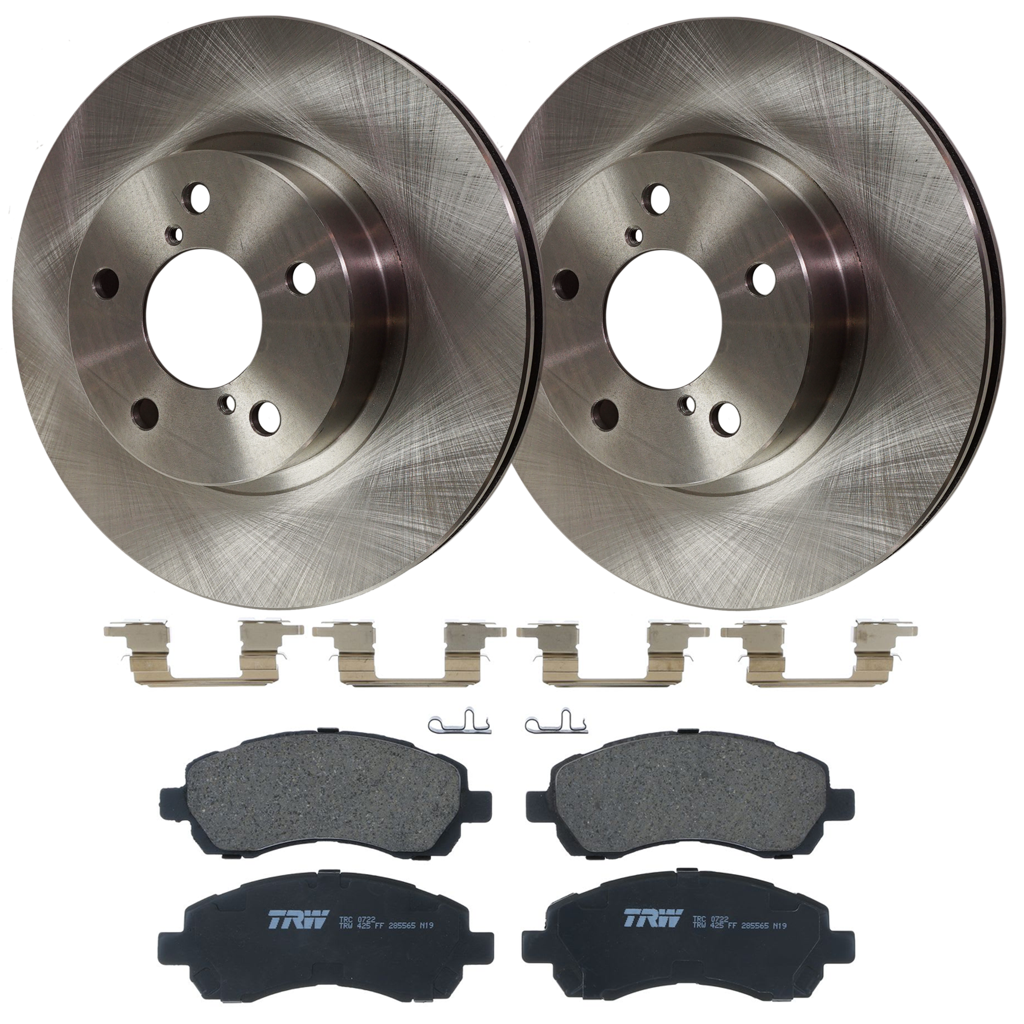 KIT-072924-4508 2-Wheel Set Front Brake Disc and Pad Kit, Plain Surface 5 Lugs 260.1 mm Ceramic, Includes (2) Brake Disc and (1) Brake Pad Set
