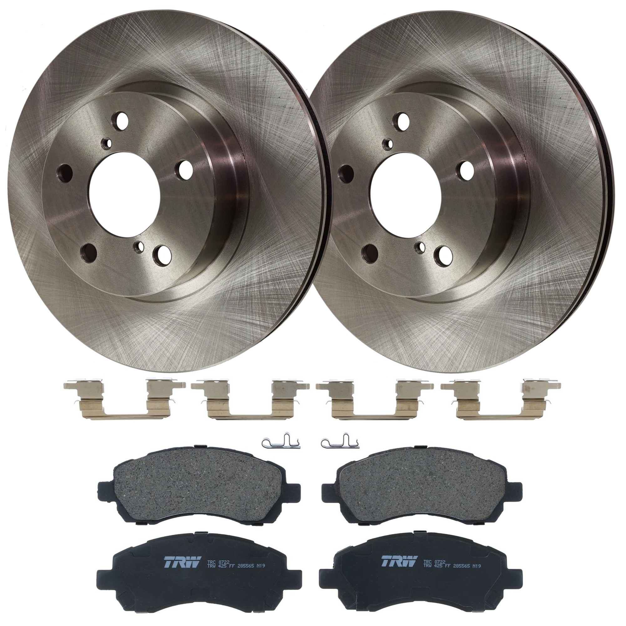 KIT-072924-4508 2-Wheel Set Front Brake Disc and Pad Kit, Plain Surface 5 Lugs 260.1 mm Ceramic, Includes (2) Brake Disc and (1) Brake Pad Set