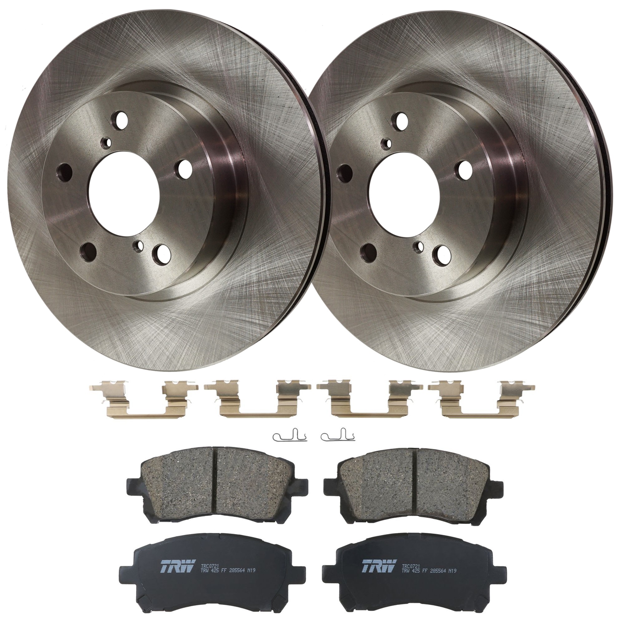 KIT-072924-4510 2-Wheel Set Front Brake Disc and Pad Kit, Plain Surface 5 Lugs 260.1 mm Ceramic, Includes (2) Brake Disc and (1) Brake Pad Set