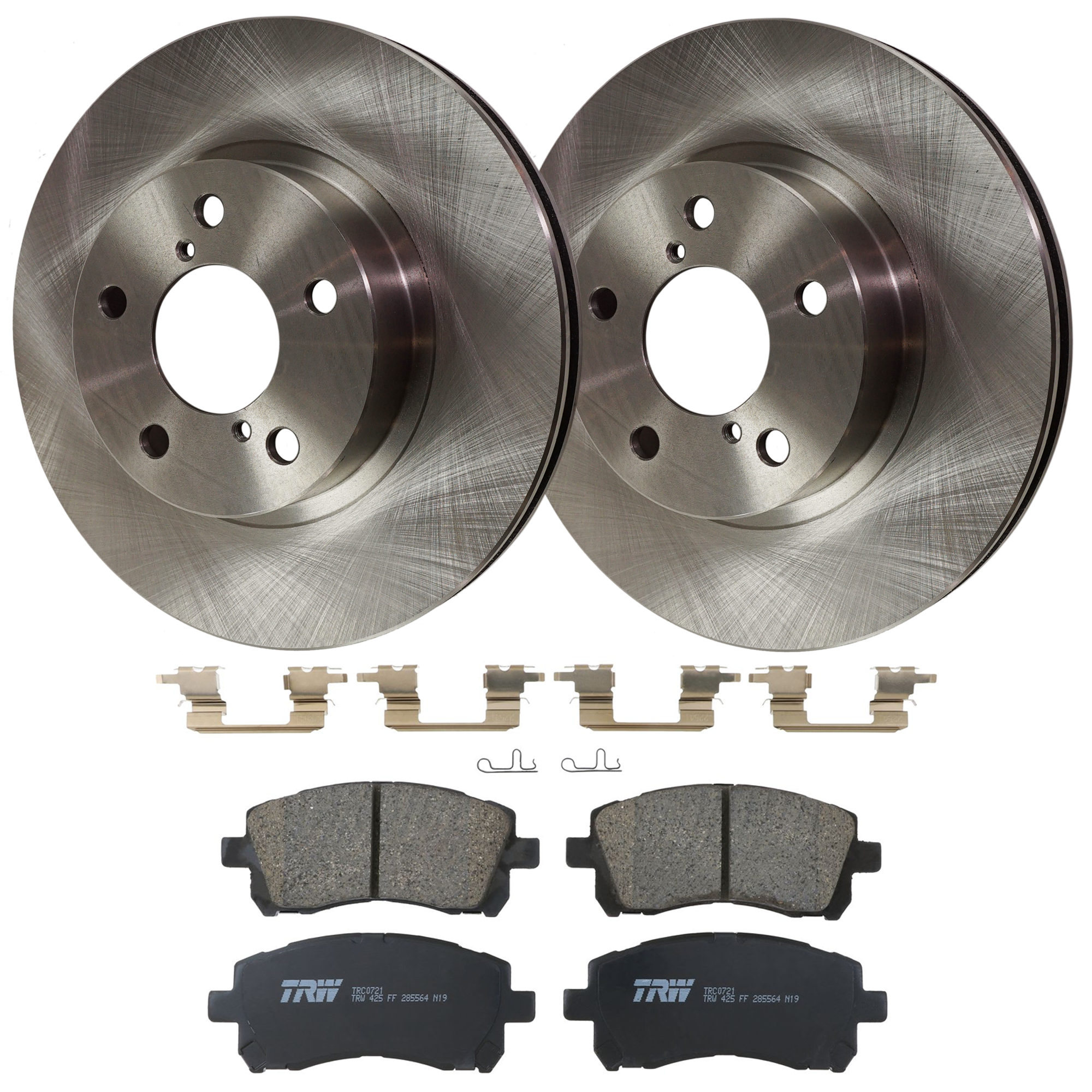 KIT-072924-4510 2-Wheel Set Front Brake Disc and Pad Kit, Plain Surface 5 Lugs 260.1 mm Ceramic, Includes (2) Brake Disc and (1) Brake Pad Set